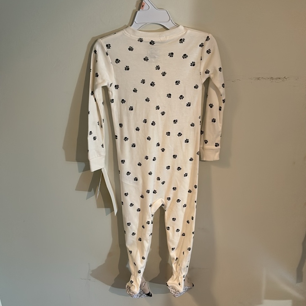 ⭐️NWT - Carter's Cream and Black Paw Print One Piece - Picture 2 of 10